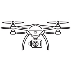 Drone line art vector, drone camera icon outline drawing vector illustration. with white background