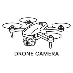Drone line art vector, drone camera icon outline drawing vector illustration. with white background