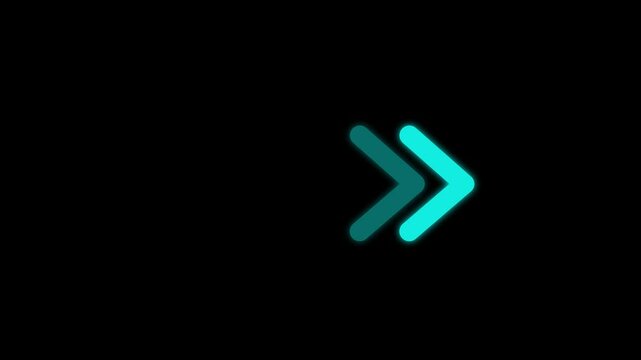 Neon direction concept, neon arrow icon, arrows indicates the direction of the overlay video layer. and looping neon line arrow icon animation.