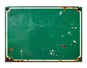 blank green old sign isolated on white or transparent png