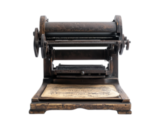 Isolated vintage printing press