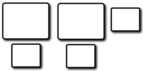 Set of vector origami banners with shadow. Square shape of paper banner. Square 4 sided geometric shape line art vector icon for apps and websites. Round Squares.