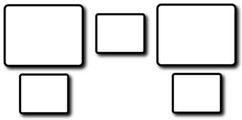 Set of vector origami banners with shadow. Square shape of paper banner. Square 4 sided geometric shape line art vector icon for apps and websites. Round Squares.