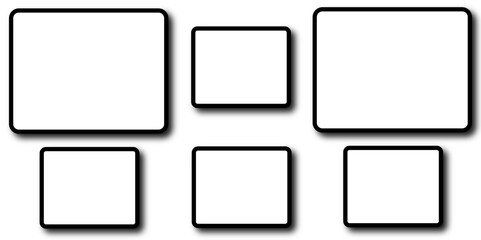 Set of vector origami banners with shadow. Square shape of paper banner. Square 4 sided geometric shape line art vector icon for apps and websites. Round Squares.