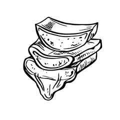 Aloe vera sliced leaf with dripping gel vector isolated illustration painted by black inks. Organic fresh succulent slices etching drawing. For skin care branding, beauty products, treatment concept