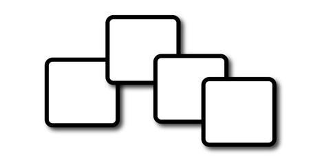 Set of vector origami banners with shadow. Square shape of paper banner. Square 4 sided geometric shape line art vector icon for apps and websites. Round Squares.