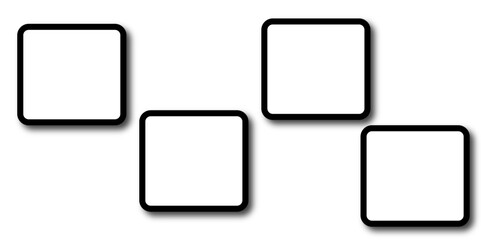 Set of vector origami banners with shadow. Square shape of paper banner. Square 4 sided geometric shape line art vector icon for apps and websites. Round Squares.