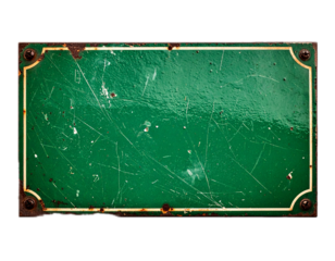 blank green old sign isolated on white or transparent png