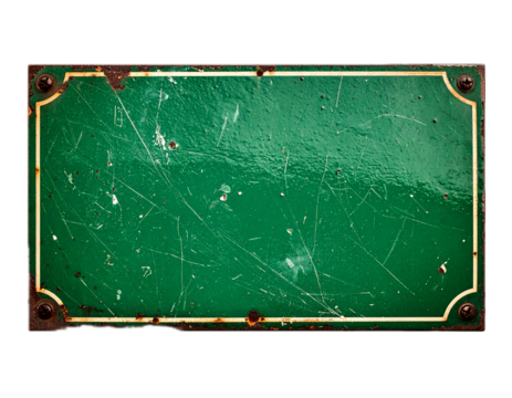 blank green old sign isolated on white or transparent png