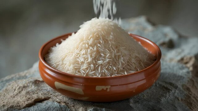 Cooked Long Basmati Rice served in a bowl as a main course dish