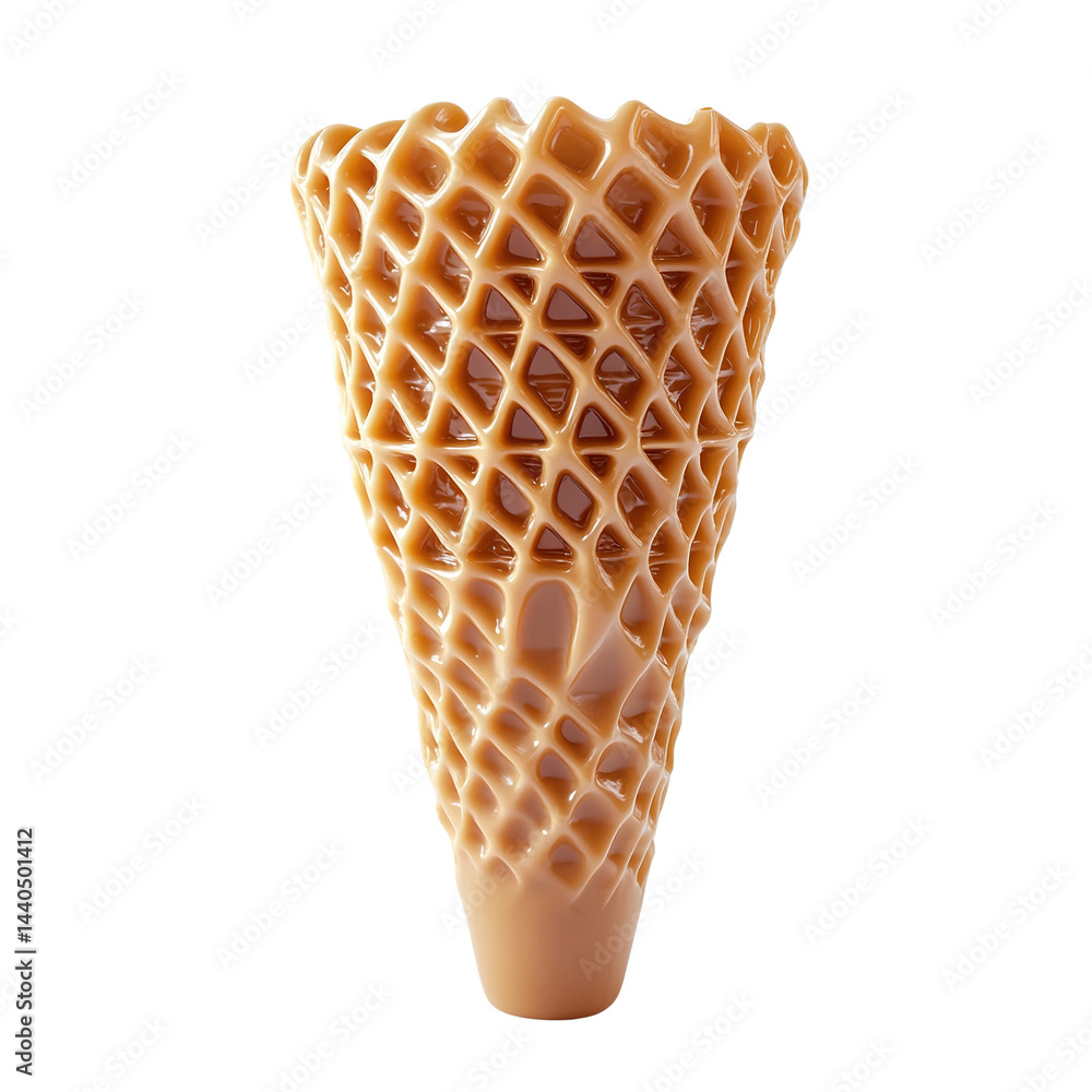 Poster abstract conical structure with intricate lattice design on dark background