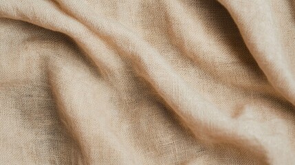 Soft textured fabric, draped beige material with gentle waves, ideal for fashion design or home d&eacute;cor projects, ample copy-space.