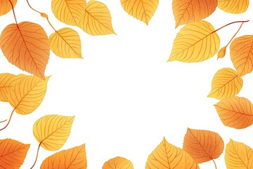 Autumn leaves frame, blank center, yellow orange