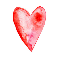 Hand Drawn Pink and Red Watercolor Heart Illustration 