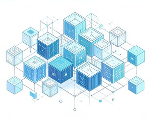 Abstract Network of Interconnected Cubes Representing Data Storage and Cloud Computing Technology