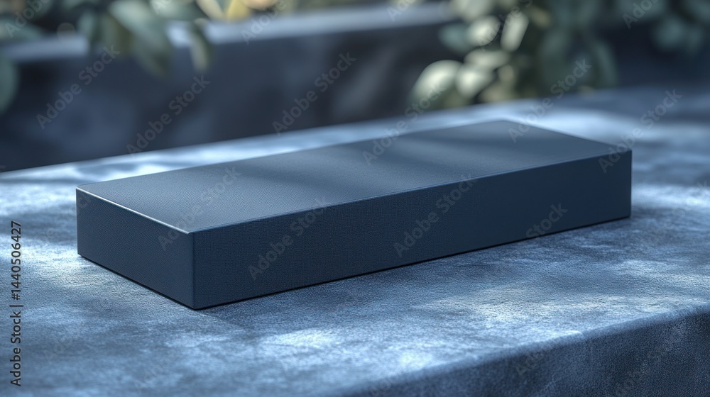 Poster dark gray rectangular object on a textured surface