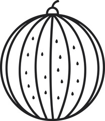  Watermelon Line Art Vector – Minimal Black and White Illustration on White Background