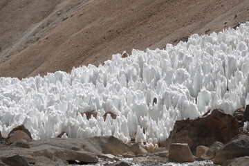 Penitentes on the slopes of Acotango Volcano, Bolivian Andes