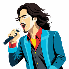 man singing into microphone