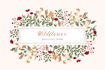 red yellow floral garden watercolor frame