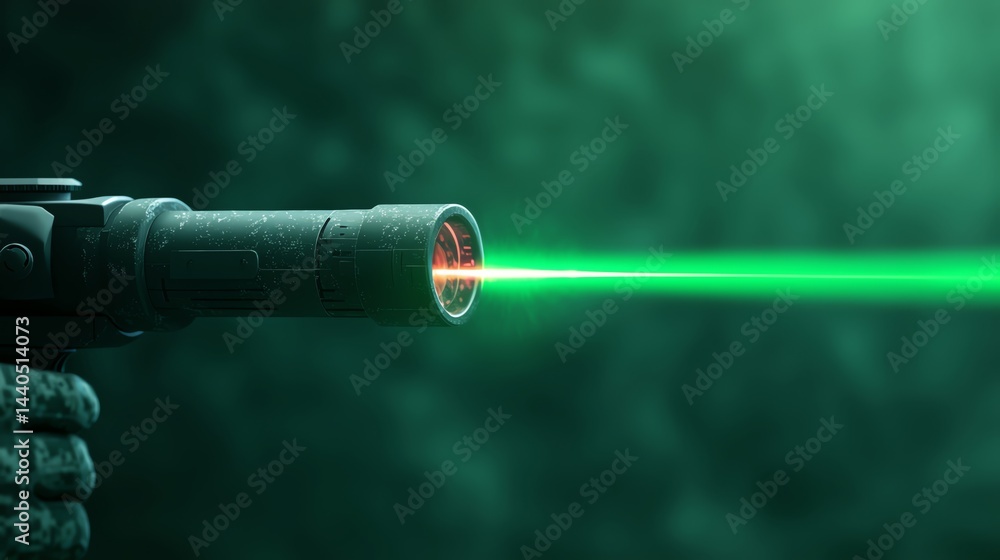Poster intense laser beam emitting bright light in a dark environment creating a captivating visual experie