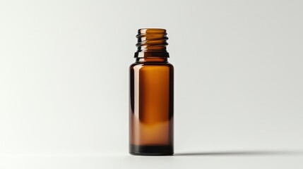 Amber glass bottle isolated on white background.