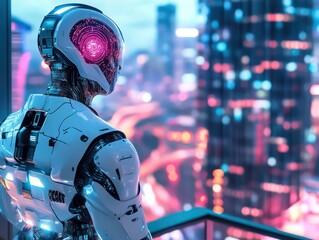 Futuristic robot cityscape