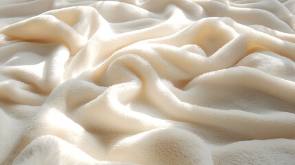 A gentle cream fabric is elegantly draped, Soft cream fabric textures studio textile photography warm atmosphere close-up, Soft cream fabric highlighting warmth and comfort in a cozy studio setting