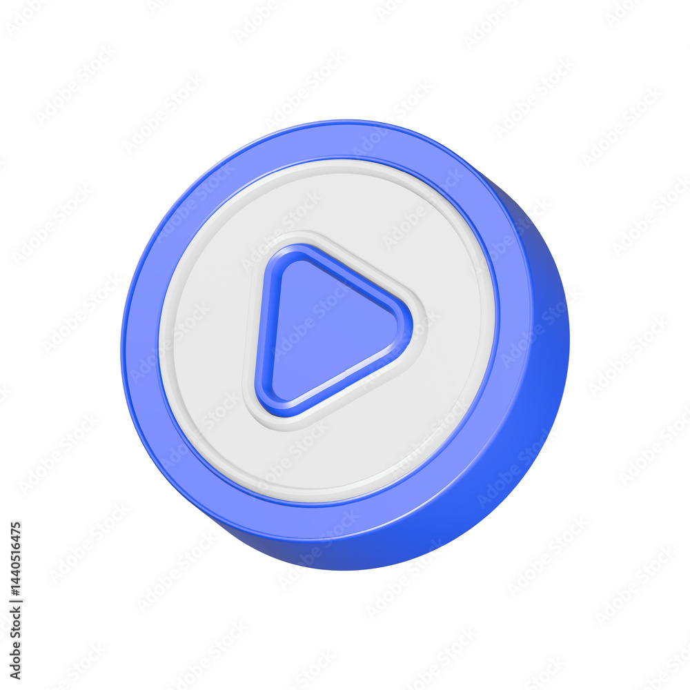 Aufkleber play button 3d rendering multimedia player video