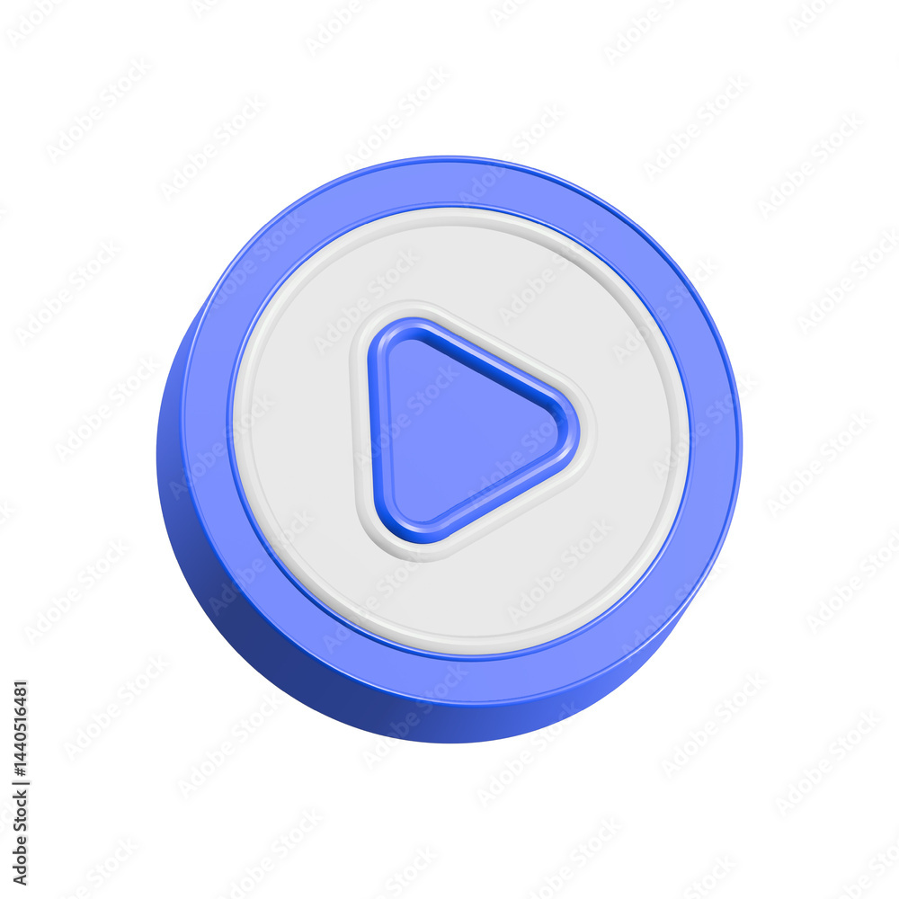 Aufkleber play button 3d rendering multimedia player video