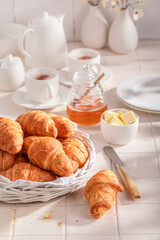 Crunchy and tasty french croissants made of puff pastry.