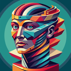 Abstract Human Head Layered Concept
