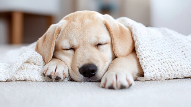 Adorable Golden Labrador Puppy Sleeping