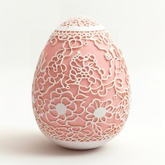 Easter egg with intricate lace patterns and a matte finish on a white background