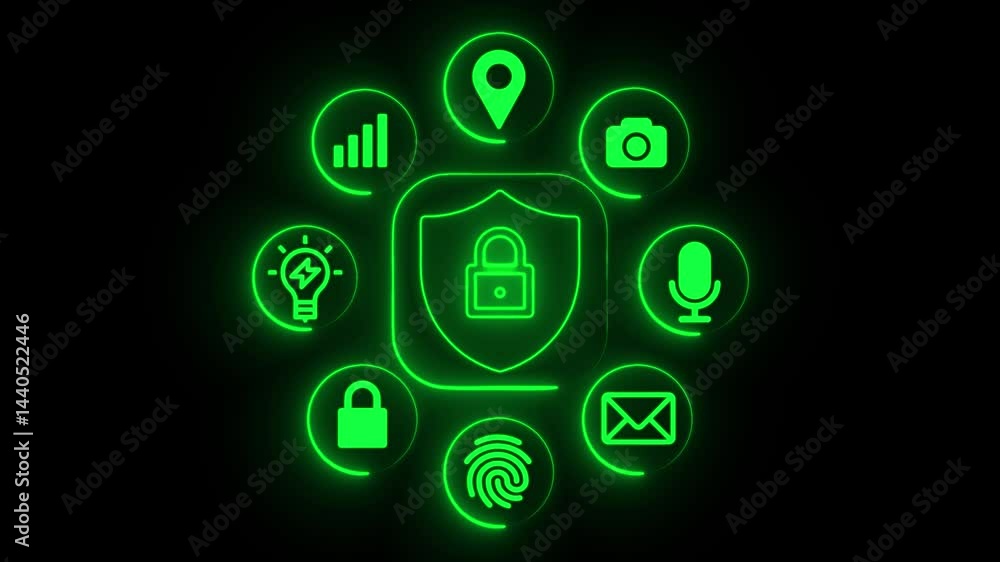 Poster cyber security concept neon icon. personal data security, glowing secure technology icon on black ba