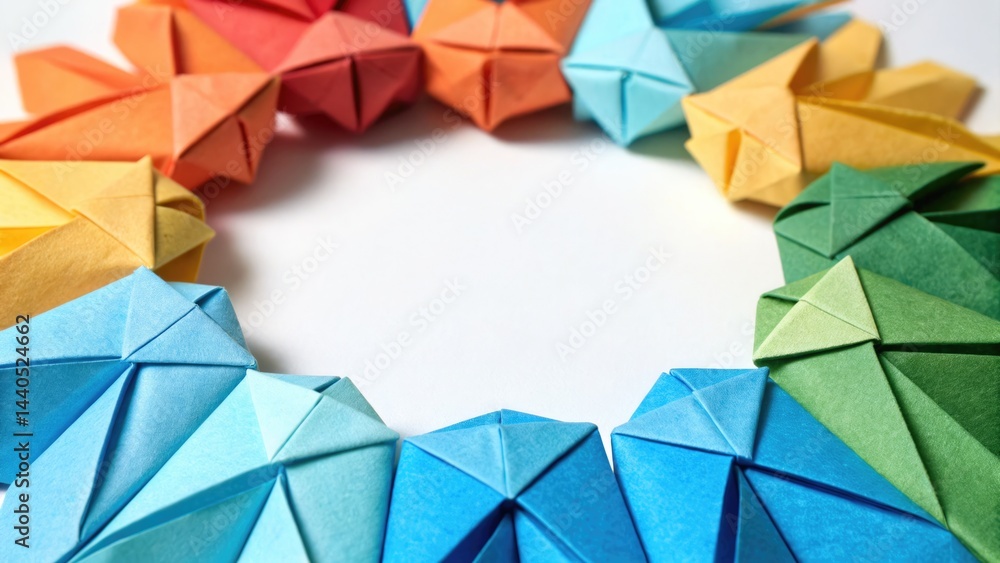 Poster creating collaborative teams through origami figures forming a circle a human resource development w