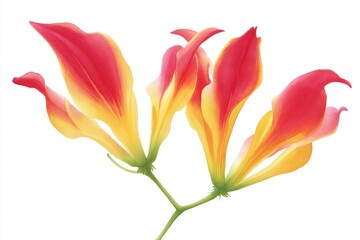 Vibrant Red and Yellow Gloriosa Lily Petals on a White Background for Floral Designs