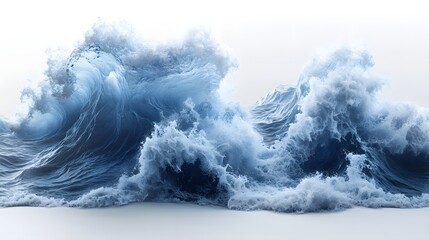 Spectacular ocean surf displaying foamy turbulence and dynamic wave action against a neutral background, showcasing powerful seas
