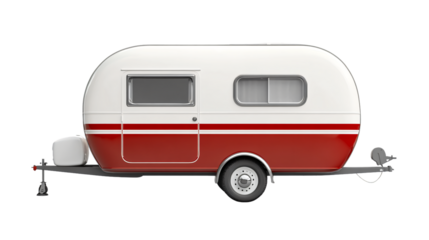Vintage Retro Caravan Isolated on Transparent or White Background