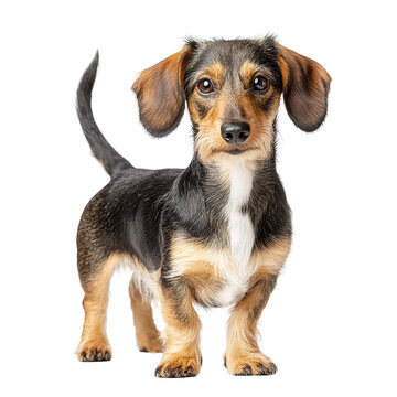 rebg 88 features an adorable dachshund puppy isolated on white backdrop.