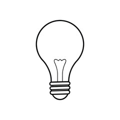 Obraz premium Light bulb outline vector illustration on white background