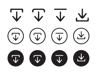 Download button icon set. Arrow download symbols. download and upload icon. Download icon files. Software download icon . Web icon set . Icons collection. Vector illustration eps 10.