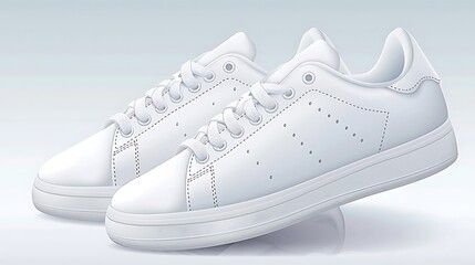 Crisp White Canvas: An Artistic Rendition of Classic Sneakers in Neutral Hues