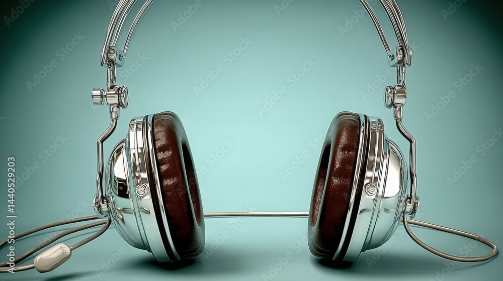 Poster high-quality headphones on a white background for optimal audio experience in listening and sound qu