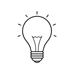 Light bulb outline vector illustration on white background