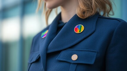 LGBTQ pride pin on jacket