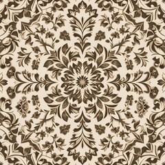 Elegant Sepia Floral Mandala Design  Ornate  Decorative  Vintage  Background Texture
