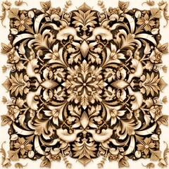 Intricate Ornate Floral Design  Baroque Style  Antique Carving  Symmetrical Pattern  