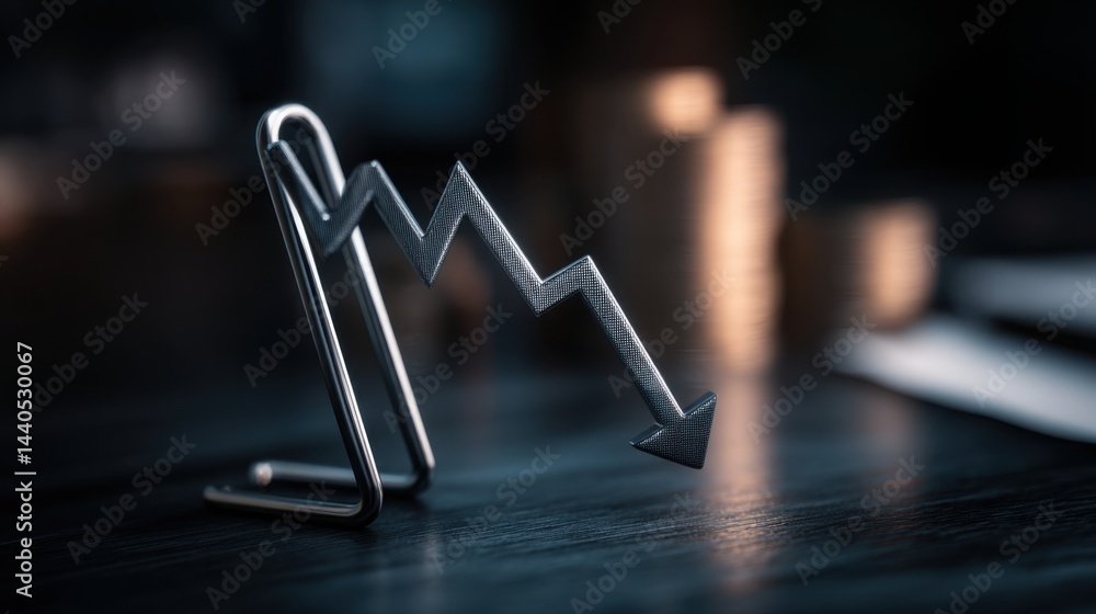 Poster a metal object resting on a table representing a breakout failure setup concept signifying investmen