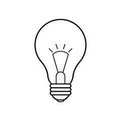 Light bulb outline vector illustration on white background